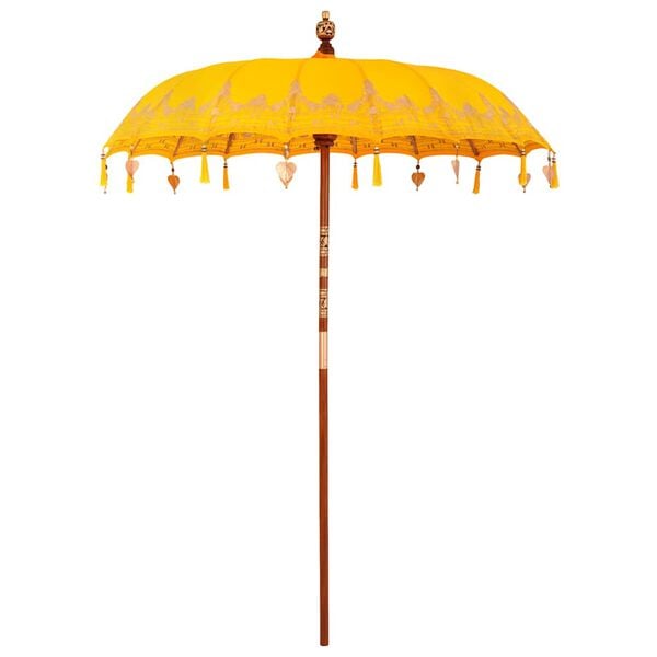 vidaXL Balinese Parasol Yellow (180-190) x 260 cm Cotton and Wood