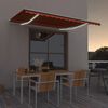 vidaXL Manual Retractable Awning with LED 400x300 cm Orange and Brown