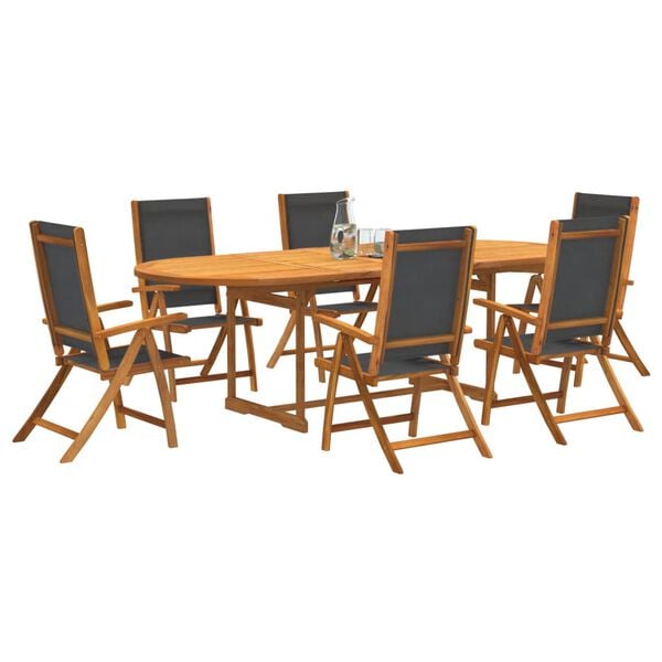 vidaXL 9 Piece Garden Dining Set Solid Wood Acacia and Textilene