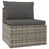 vidaXL Garden Middle Sofa with Cushion Grey 57x57x56 cm Poly Rattan