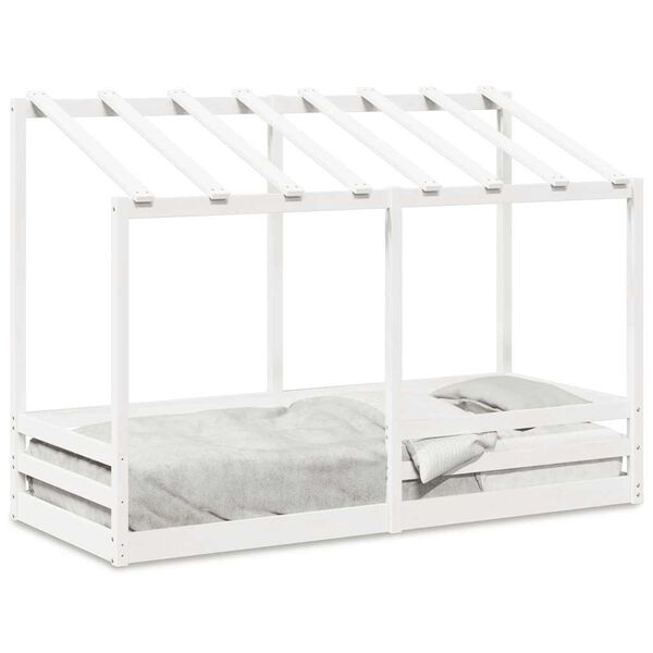 vidaXL Kids' Bed with Roof White 75x190 cm Solid Wood Pine