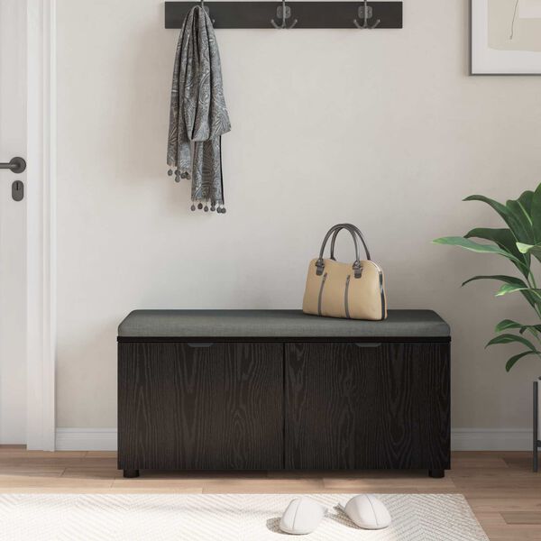 vidaXL Hall Bench with Cushion with Storage Black Oak 100 x 38 x 46 cm