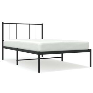 vidaXL Metal Bed Frame without Mattress with Headboard Black 75x190cm