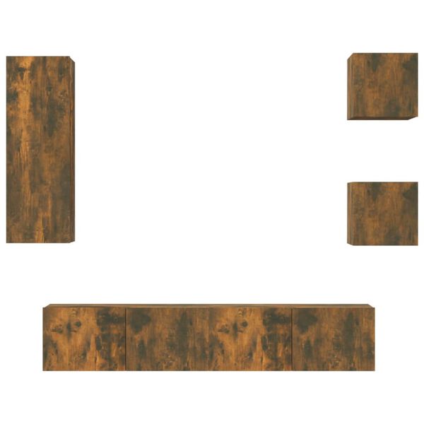 vidaXL 5 Piece TV Cabinet Set Smoked Oak Engineered Wood