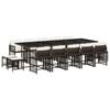 vidaXL 15 Piece Garden Dining Set with Cushions Brown Poly Rattan