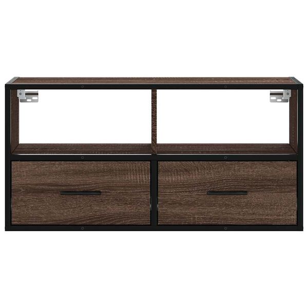 vidaXL TV Cabinet Brown Oak 80x31x39.5 cm Engineered Wood and Metal