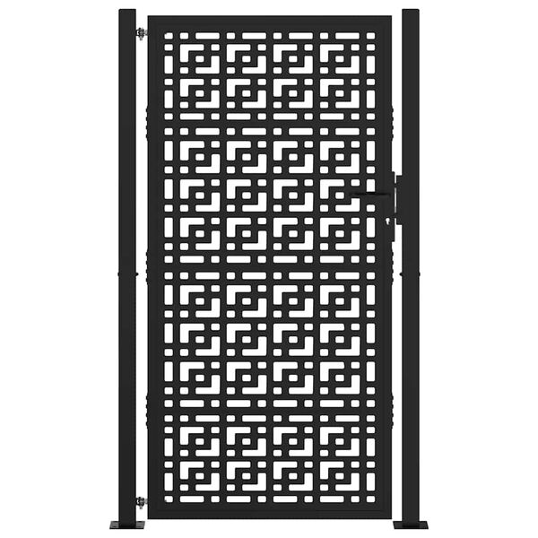 vidaXL Garden Gate Black 100x175 cm Steel Cross Design