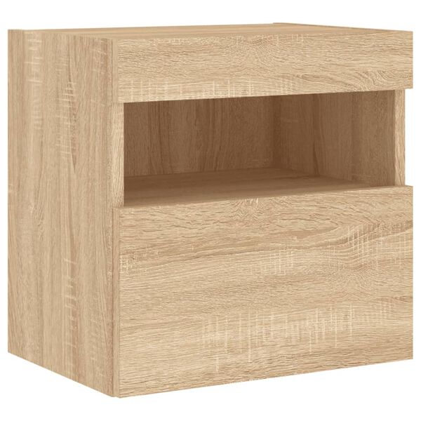 vidaXL TV Wall Cabinet with LED Lights Sonoma Oak 40x30x40 cm