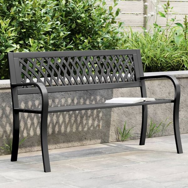 vidaXL Garden Bench Black 120 cm Steel