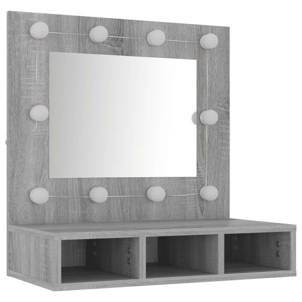 vidaXL Mirror Cabinet with LED Grey Sonoma 60x31.5x62 cm