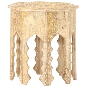 vidaXL Side Table | Whitewashed wood | Solid mango wood | Medium