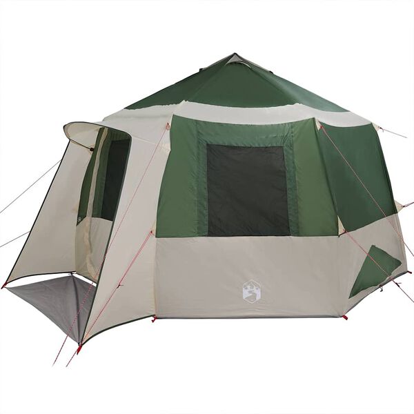 vidaXL Cabin Tent with Roof Green and White 405 x 405 x 273 cm