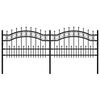 vidaXL Garden Fence with Spear Top Black 240x75 cm Powder-coated Steel