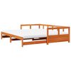 vidaXL Daybed with Trundle and Mattresses Wax Brown 90x200 cm Solid Wood Pine
