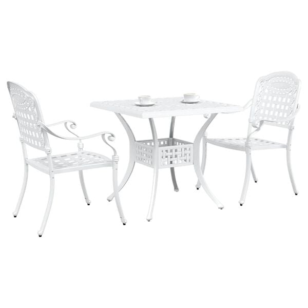 vidaXL Garden Table Set 3 pcs White Cast Aluminium