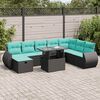 vidaXL 9 Piece Garden Sofa Set with Cushions Grey Poly Rattan Acacia