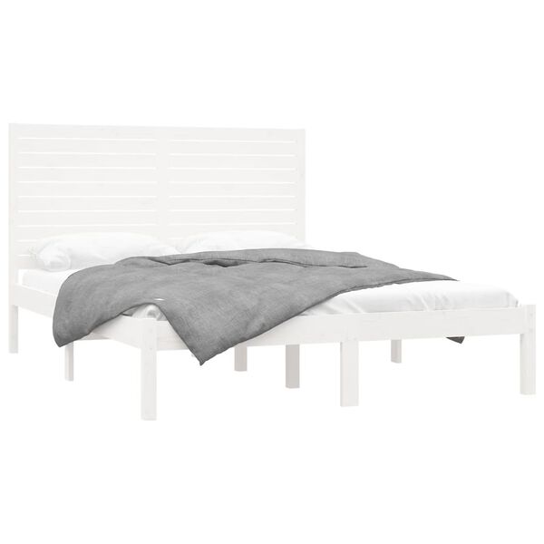 vidaXL Bed Frame without Mattress White 140x200 cm Solid Wood