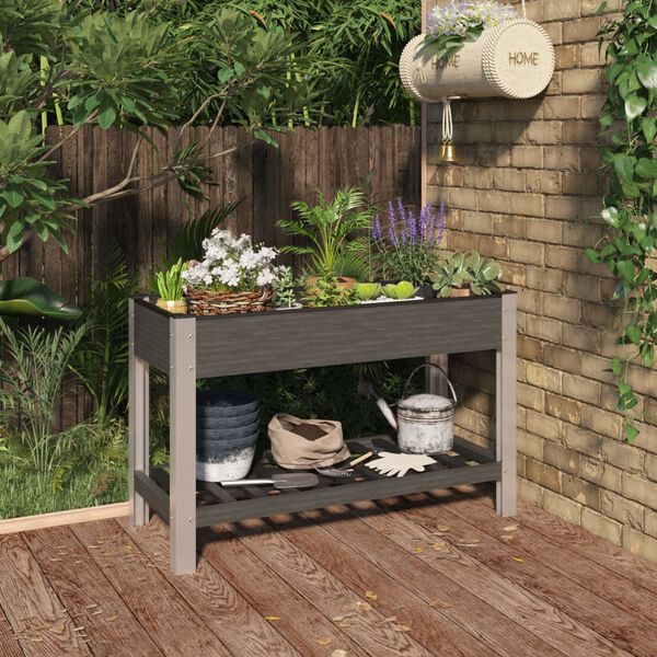 vidaXL Garden Raised Bed with Shelf Grey 120x50x75 cm WPC
