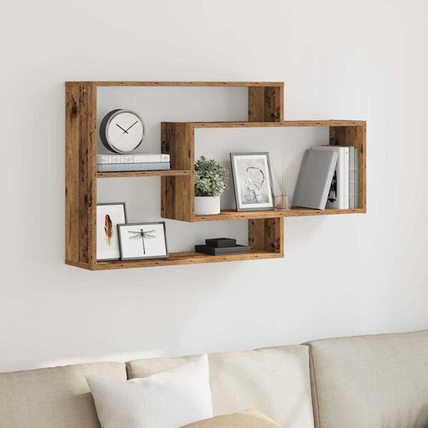 vidaXL Wall Shelf Old Wood 104x20x58.5 cm Engineered Wood