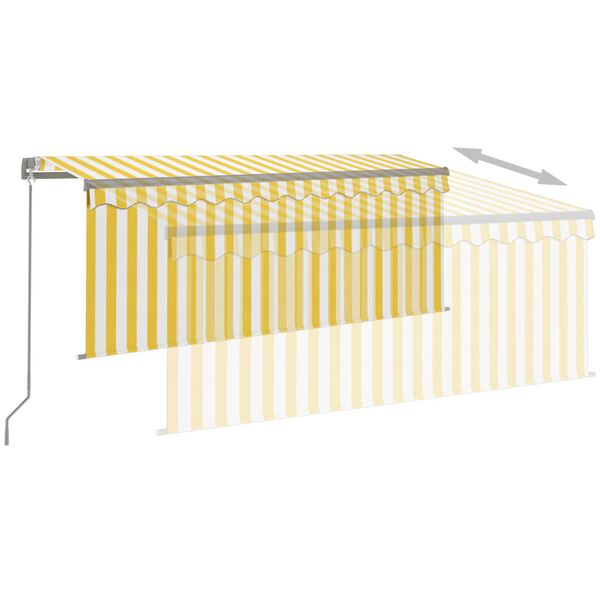 vidaXL Manual Retractable Awning with Blind 3.5x2.5m Yellow&White