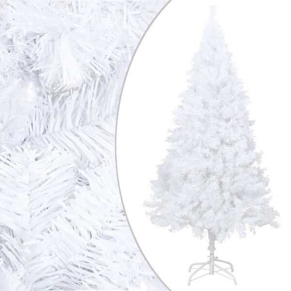 vidaXL Artificial Pre-lit Christmas Tree with Ball Set White 210 cm PVC