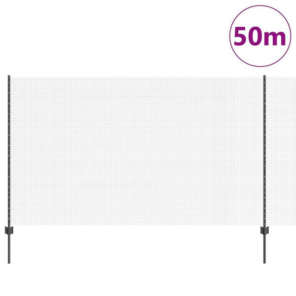 vidaXL Fence with Post Grey 1.4 x 50 m Steel and PVC