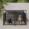 vidaXL Outdoor Dog Kennel with Roof Steel 3.75 m&sup2;