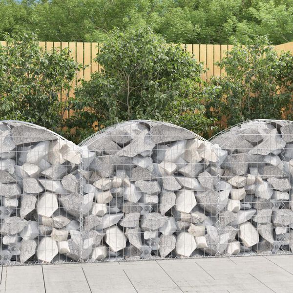 vidaXL Arched Gabion Basket 100x50x80/100 cm Galvanised Iron