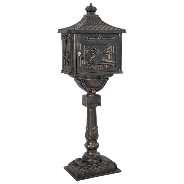 vidaXL Standing Mailbox Bronze 42.5 x 29.5 x 117 cm Cast Aluminum