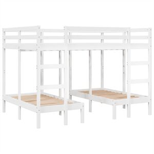 vidaXL Triple Bunk Bed Frame White 140x200/70x140 cm Solid Wood Pine