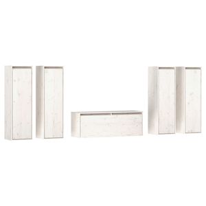 vidaXL 5 Piece TV Cabinet Set White Solid Wood Pine