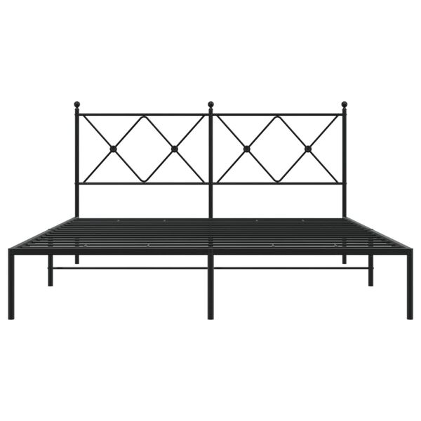 vidaXL Metal Bed Frame without Mattress with Headboard Black 160x200cm