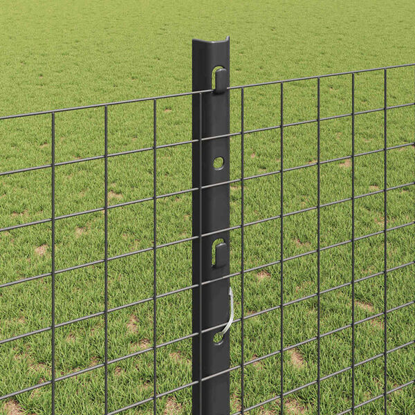 vidaXL Fence with Post Grey 1.2 x 25 m Steel and PVC