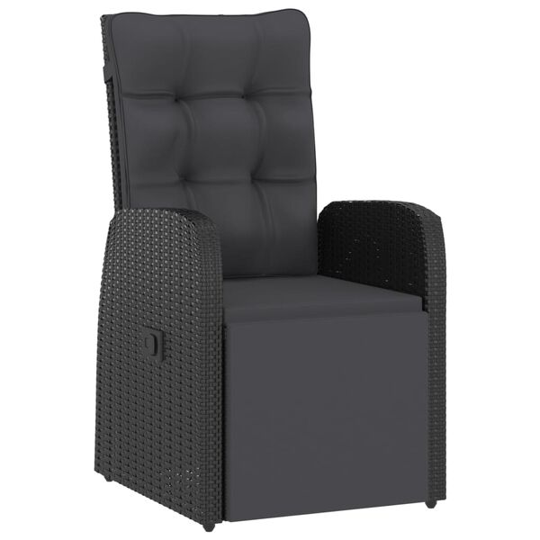 vidaXL 11 Piece Garden Dining Set with Cushions Black Poly Rattan