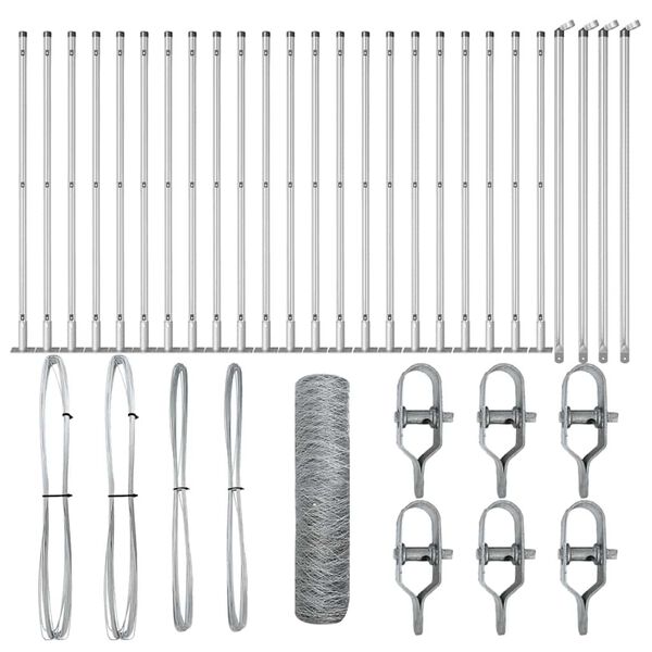 vidaXL Fence Post Silver 50 x 0.5 m (50 mm mesh) Steel