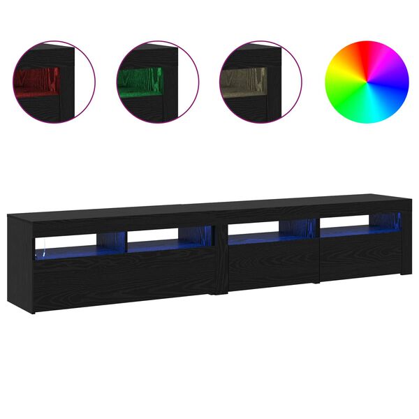 vidaXL TV Cabinet 2 pcs Black Oak 210 x 35 x 40 cm Engineered Wood