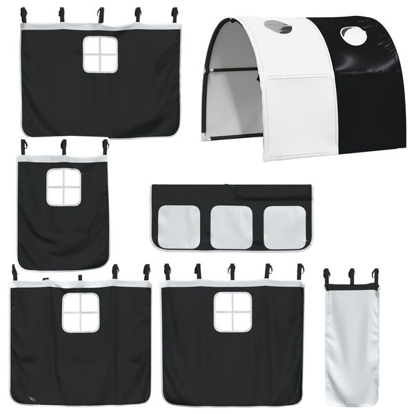 vidaXL Curtains for Loft Bed with Tunnel White and Black Polyester