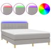 vidaXL Box Spring Bed with Mattress&LED Light Grey 140x200cm Fabric