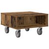 vidaXL Side Table with Wheels Old Wood 50.5 x 50 x 30 cm