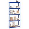 vidaXL 5-Layer Shelves 3 pcs Blue Steel&Engineered Wood