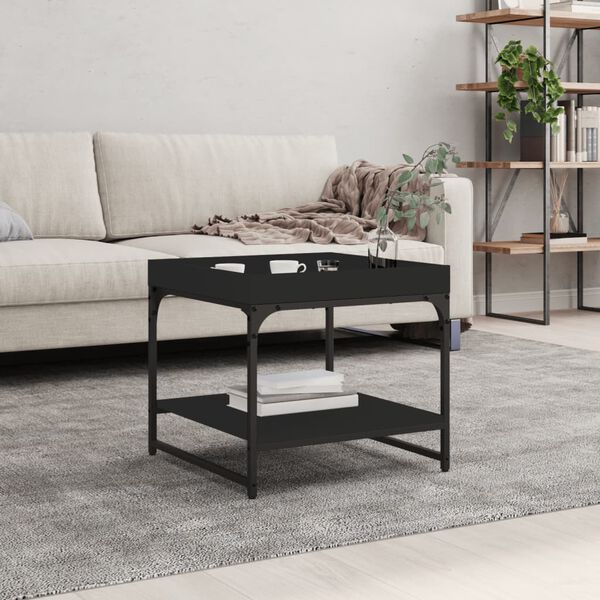 vidaXL Coffee Table Black 49.5x49.5x45 cm Engineered Wood