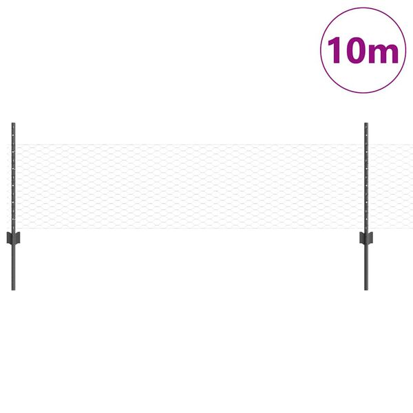vidaXL Fence with Post Grey 0.5 x 10 m Steel and PVC