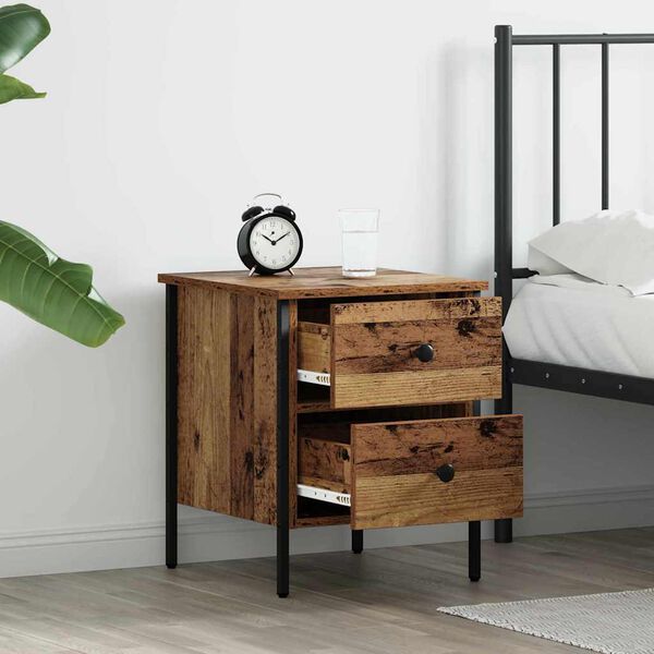 vidaXL Bedside Cabinet with Drawer Old wood 40 x 42 x 50 cm