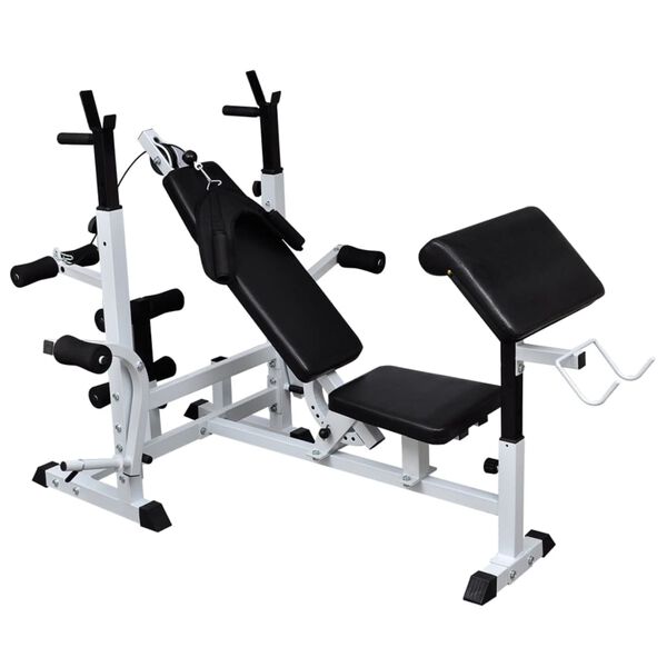 vidaXL Weight Bench with Weight Rack, Barbell and Dumbbell Set 120 kg