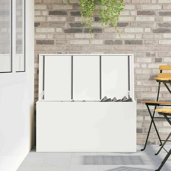vidaXL Outdoor Storage Box White 100 x 50.5 x 50 cm Steel