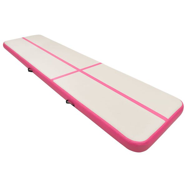 vidaXL Inflatable Gymnastics Mat with Pump 700x100x20 cm PVC Pink