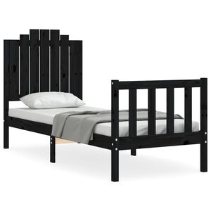 vidaXL Bed Frame without Mattress Black Small Single Solid Wood Pine