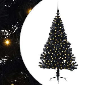 vidaXL Artificial Pre-lit Christmas Tree Black 120 cm PVC