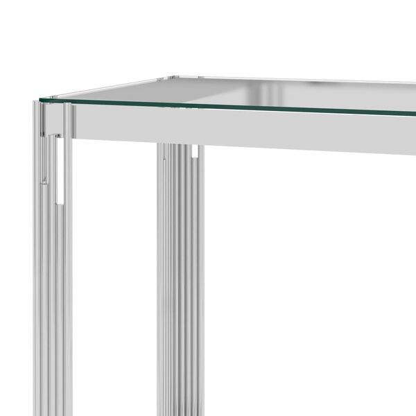 vidaXL Side Table Silver 120x40x78 cm Stainless Steel and Glass