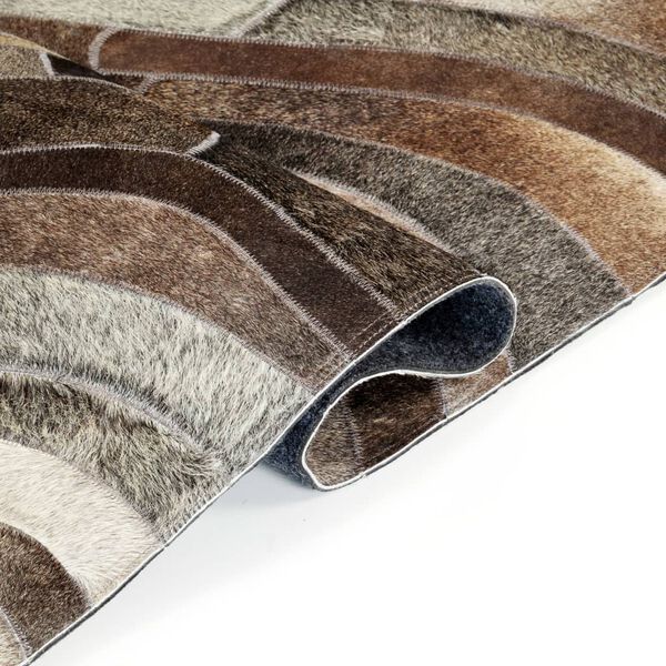 vidaXL Rug Genuine Hair-on Leather Patchwork 160x230 cm Grey/Silver